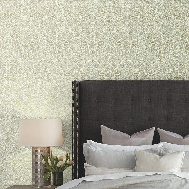 York Designer Series Paradise Blue Metallic Wallpaper - SKU CD4008