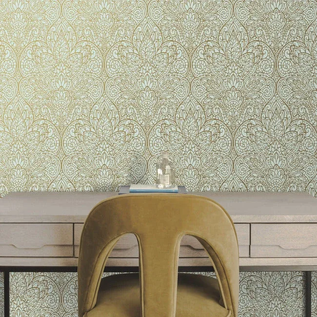 York Designer Series Paradise Blue Metallic Wallpaper - SKU CD4008
