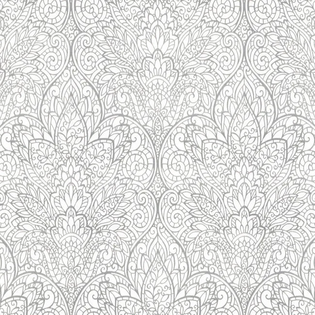 DT5011 | Paradise Bright White & Silver Wallpaper