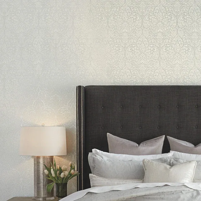 York Designer Series Paradise Bright White & Silver Wallpaper - SKU DT5011