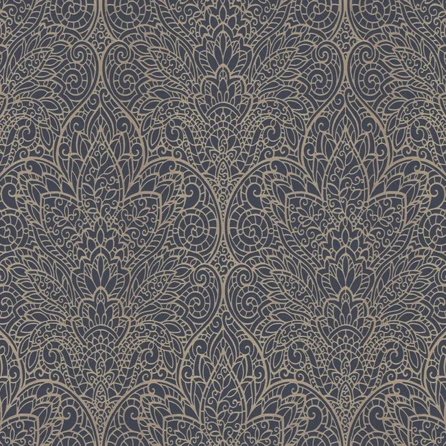DT5013 | Paradise Navy & Gold Wallpaper