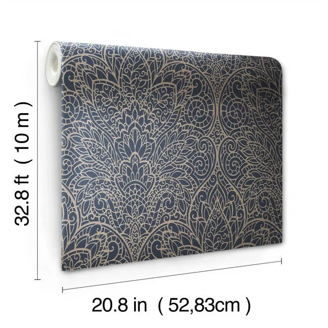 York Designer Series Paradise Navy & Gold Wallpaper - SKU DT5013