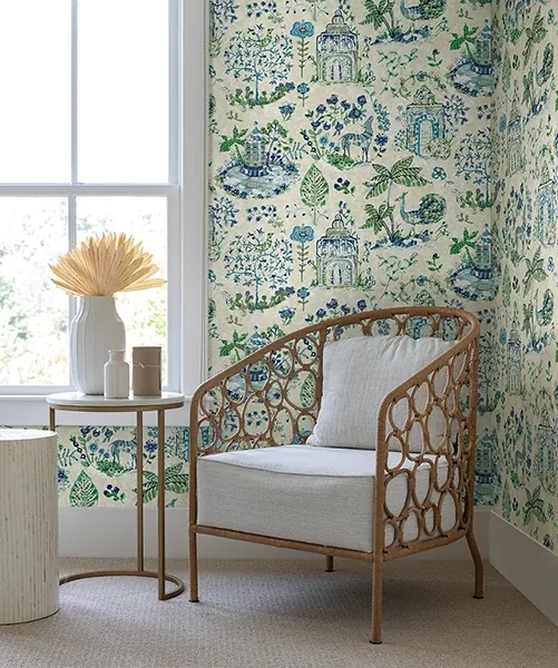 York Designer Series Parc Sapphire Garden Dreams Wallpaper | Wallpaper Twins York Designer Series Parc Sapphire Garden Dreams Wallpaper - SKU VP1402