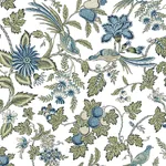 York Designer Series Parterre Blue Jacobean Wallpaper - SKU VP1314