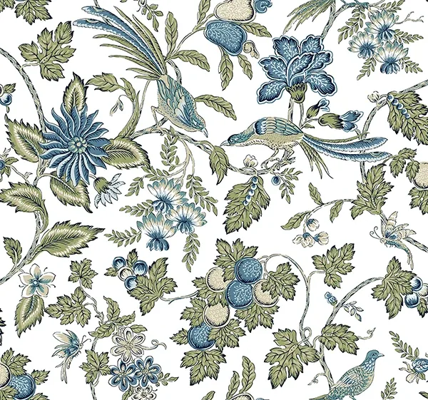 VP1314 | Parterre Blue Jacobean Wallpaper