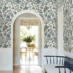 York Designer Series Parterre Blue Jacobean Wallpaper - SKU VP1314