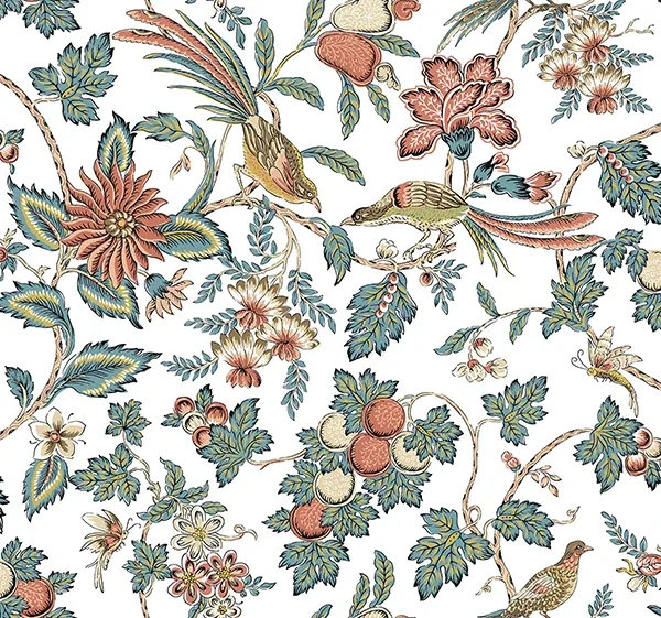VP1316 | Parterre Coral Jacobean Wallpaper
