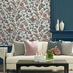 York Designer Series Parterre Coral Jacobean Wallpaper - SKU VP1316