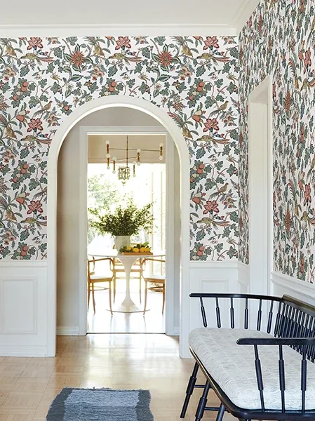 York Designer Series Parterre Coral Jacobean Wallpaper - SKU VP1316