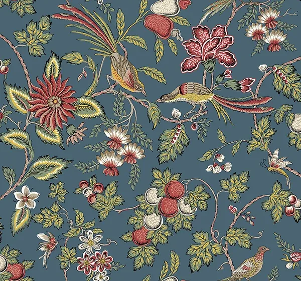 VP1311 | Parterre Indigo Jacobean Wallpaper