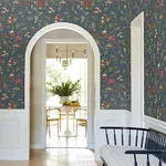 York Designer Series Parterre Indigo Jacobean Wallpaper - SKU VP1311