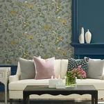 York Designer Series Parterre Light Blue Jacobean Wallpaper - SKU VP1315