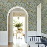 York Designer Series Parterre Light Blue Jacobean Wallpaper - SKU VP1315