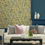 York Designer Series Parterre Light Yellow Jacobean Wallpaper - SKU VP1313