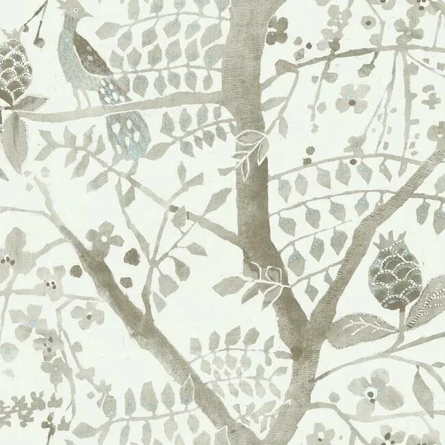 BO6635 | Peacock Block Print Off White Wallpaper