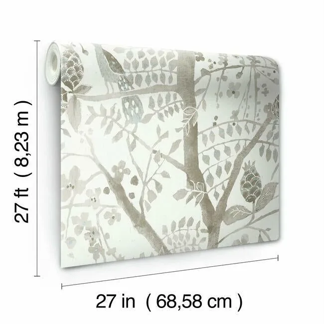 York Designer Series Peacock Block Print Off White Wallpaper - SKU BO6635