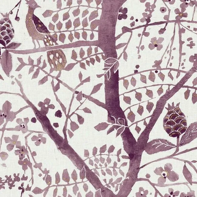 BO6631 | Peacock Block Print Purple Wallpaper