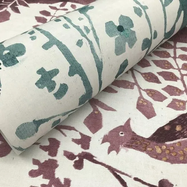 York Designer Series Peacock Block Print Purple Wallpaper - SKU BO6631