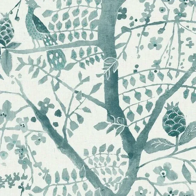 BO6632 | Peacock Block Print Teal Wallpaper