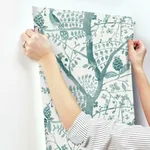 York Designer Series Peacock Block Print Teal Wallpaper - SKU BO6632