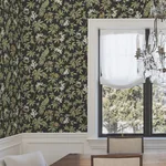 York Designer Series Peacock Estate Black Wallpaper - SKU MX9662