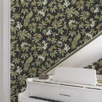 York Designer Series Peacock Estate Black Wallpaper - SKU MX9662