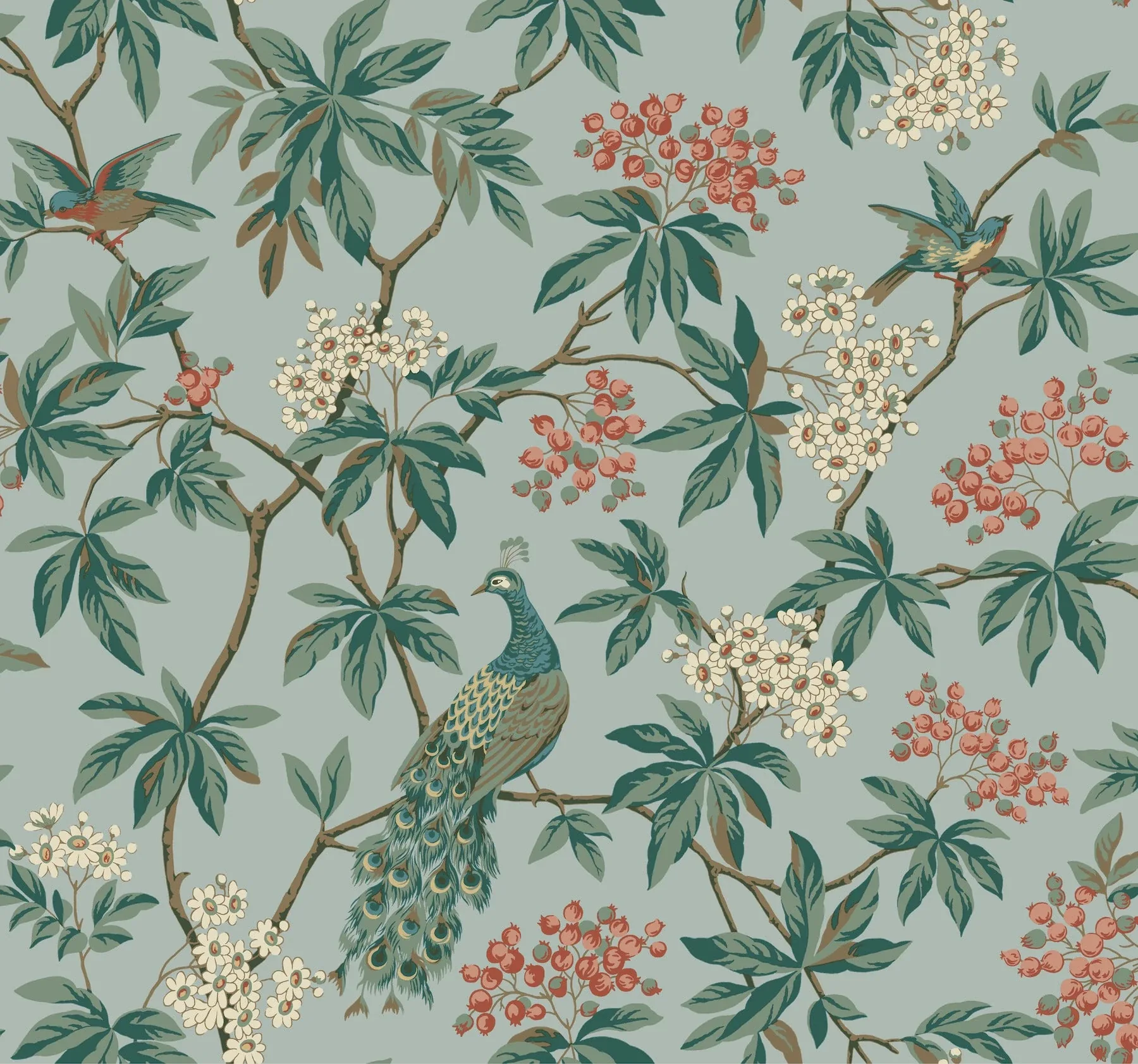 MX9663 | Peacock Estate Blue Wallpaper