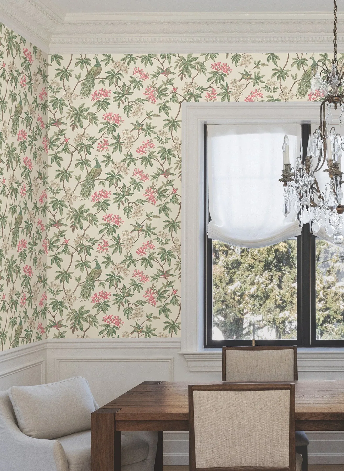 York Designer Series Peacock Estate Cream Wallpaper - SKU MX9665