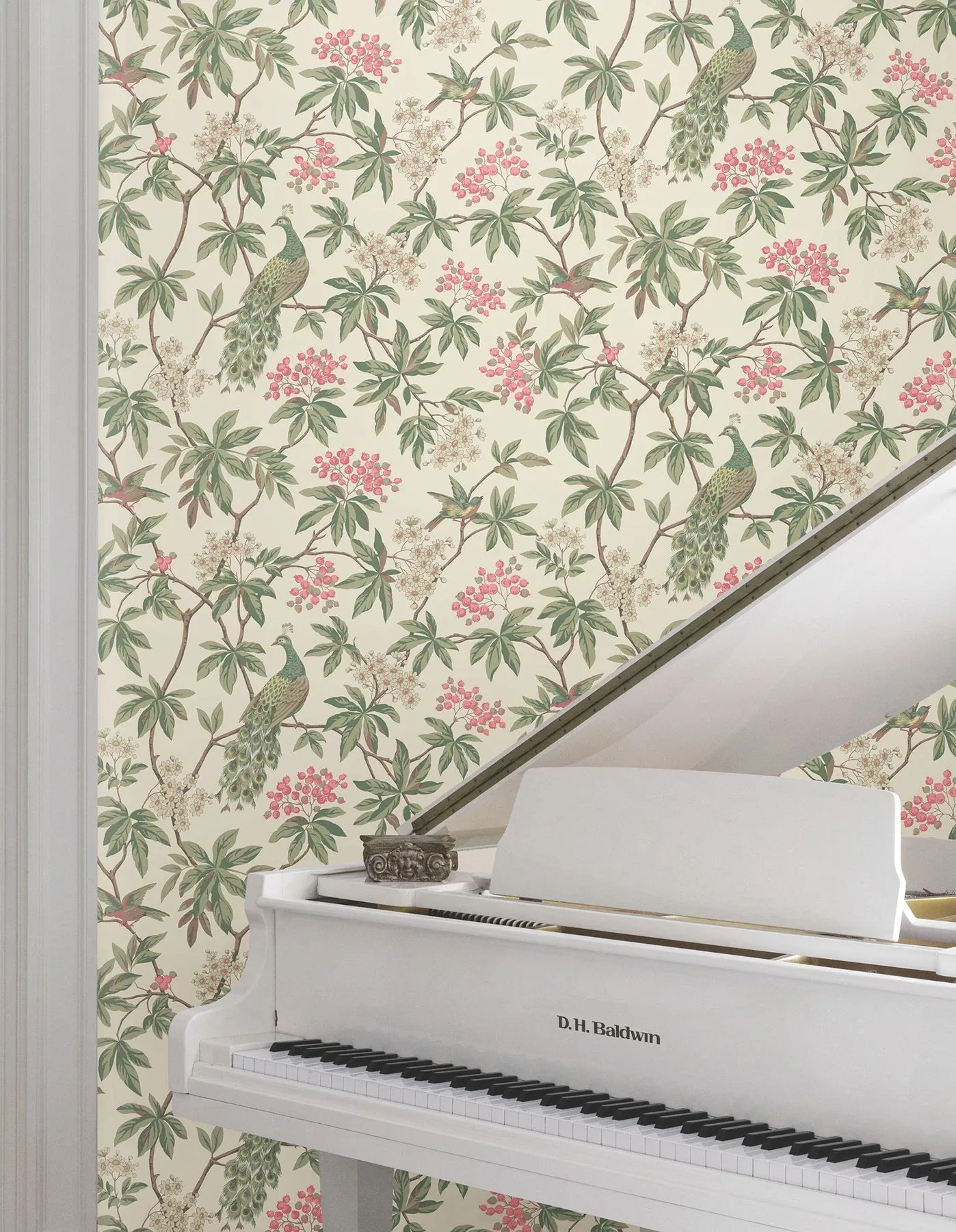 York Designer Series Peacock Estate Cream Wallpaper - SKU MX9665