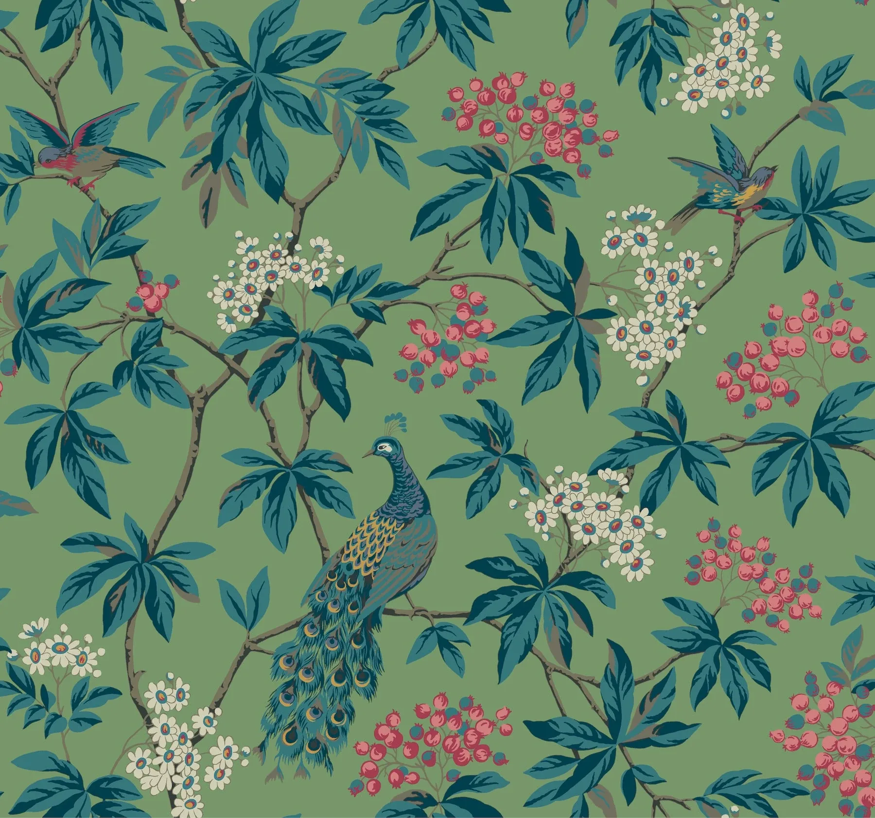 MX9664 | Peacock Estate Green Wallpaper