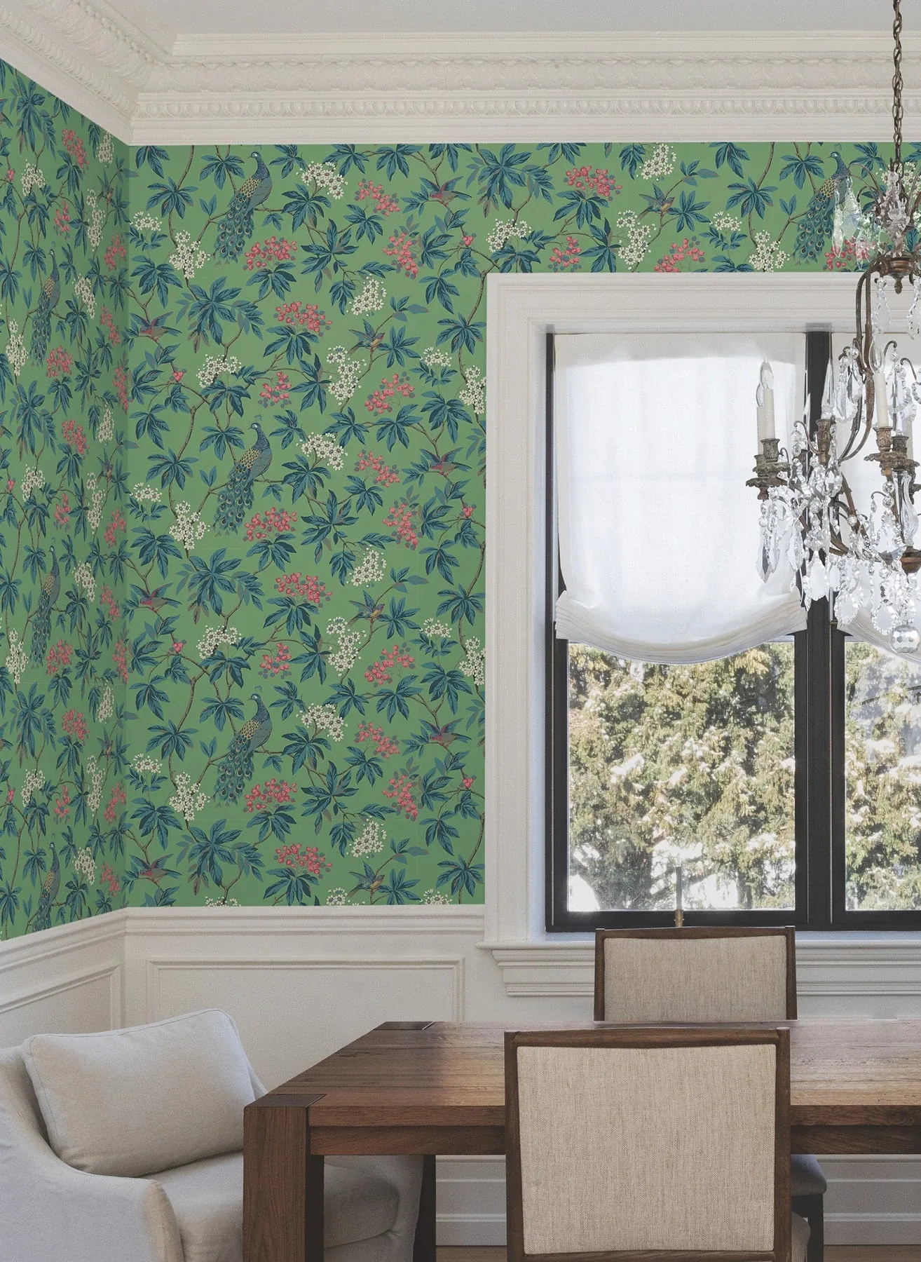 York Designer Series Peacock Estate Green Wallpaper | Wallpaper Twins York Designer Series Peacock Estate Green Wallpaper - SKU MX9664