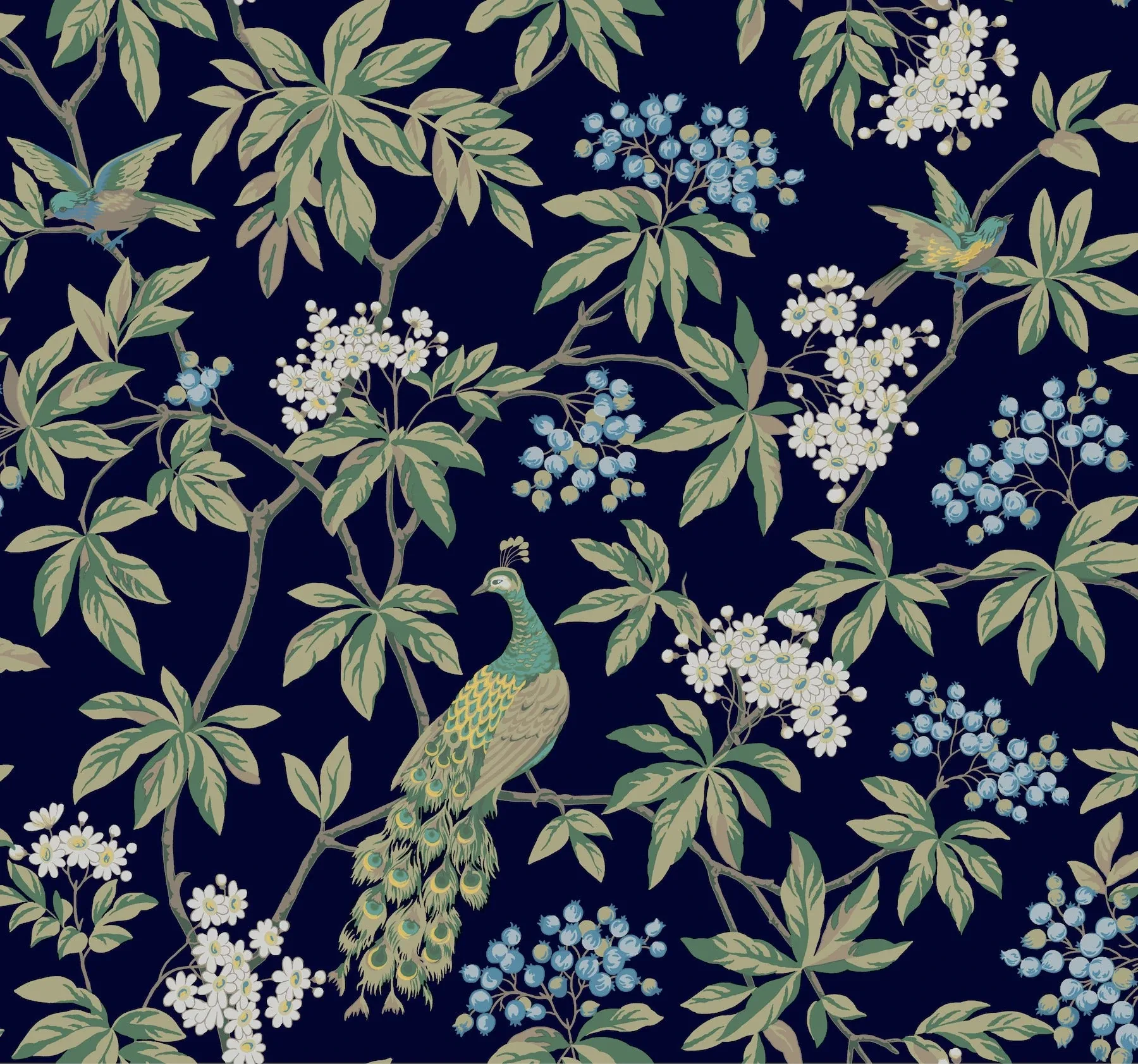 MX9661 | Peacock Estate Navy Wallpaper