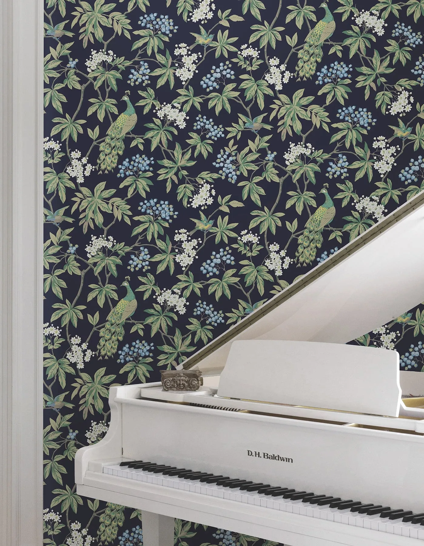 York Designer Series Peacock Estate Navy Wallpaper | Wallpaper Twins York Designer Series Peacock Estate Navy Wallpaper - SKU MX9661