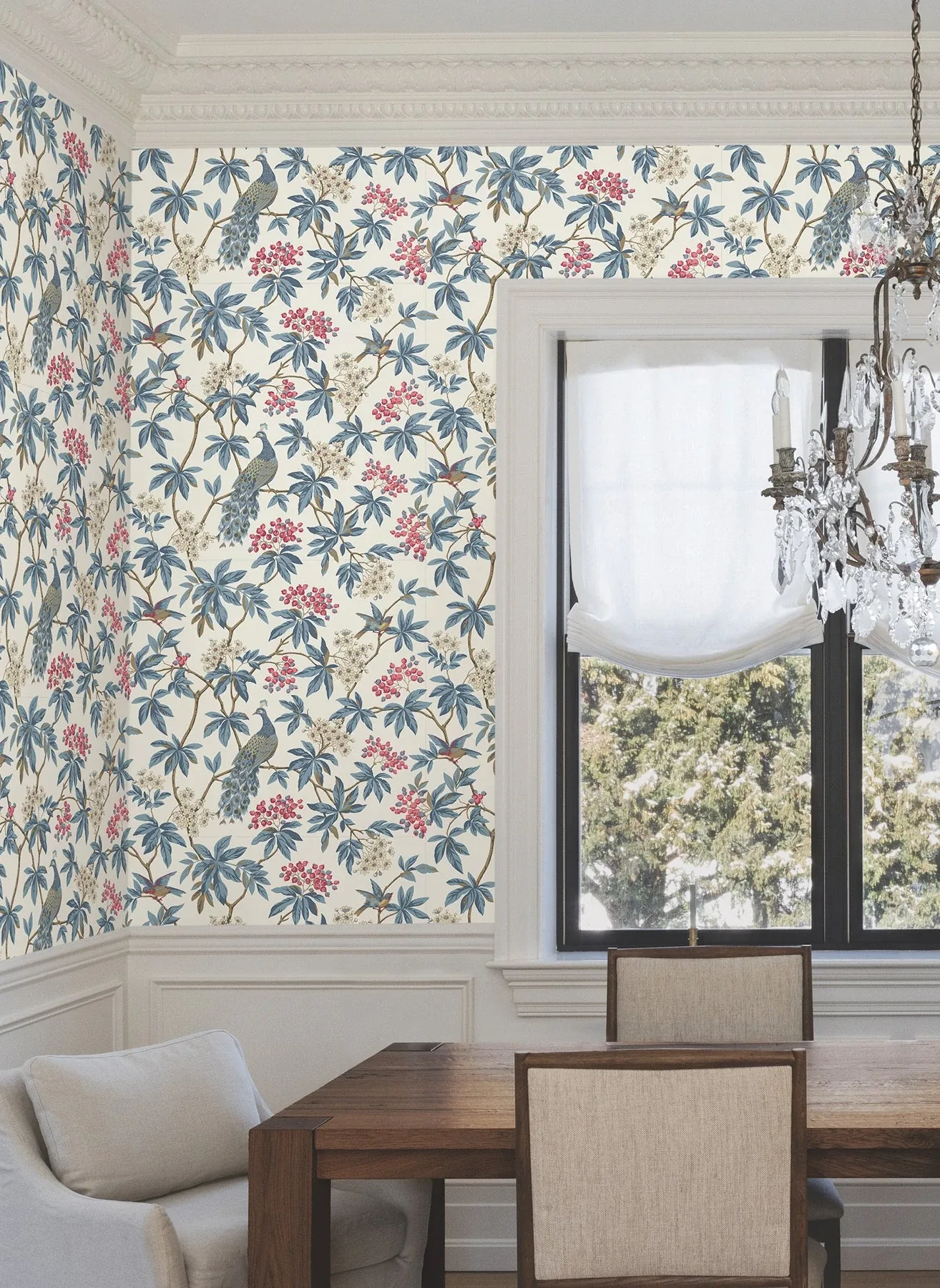York Designer Series Peacock Estate White Wallpaper | Wallpaper Twins York Designer Series Peacock Estate White Wallpaper - SKU MX9666