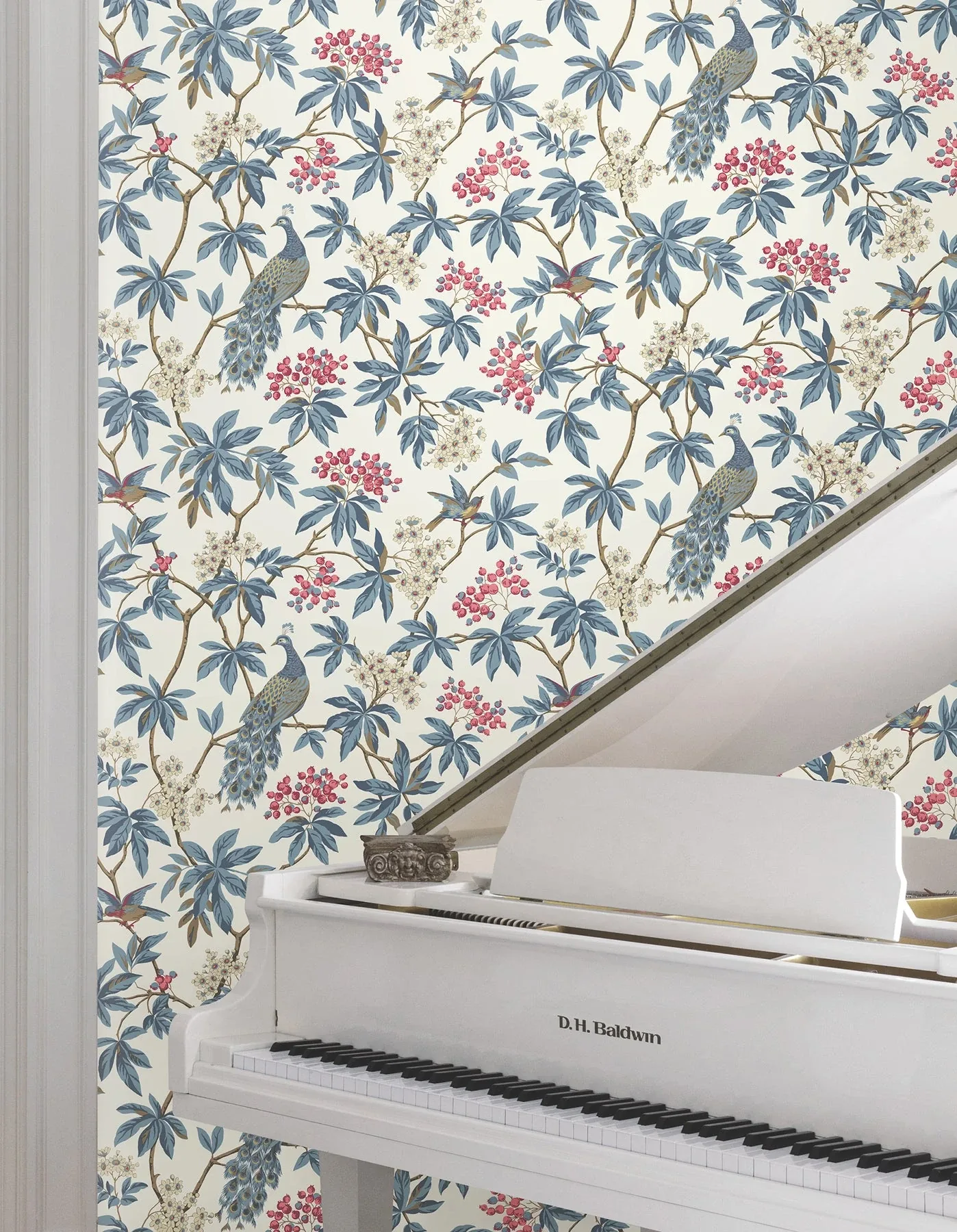York Designer Series Peacock Estate White Wallpaper | Wallpaper Twins York Designer Series Peacock Estate White Wallpaper - SKU MX9666