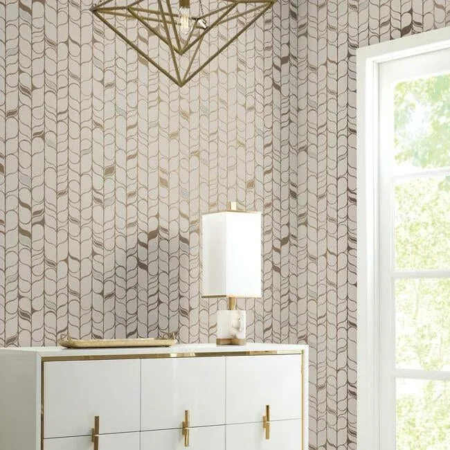 York Designer Series Perfect Petals Beige & Gold Wallpaper - SKU OS4206