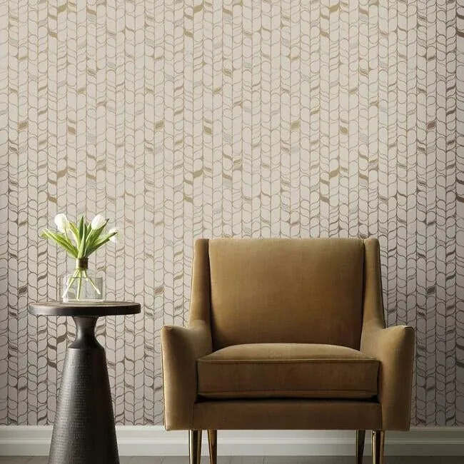 York Designer Series Perfect Petals Beige & Gold Wallpaper - SKU OS4206