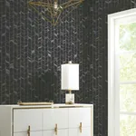 York Designer Series Perfect Petals Black & Silver Wallpaper - SKU OS4205
