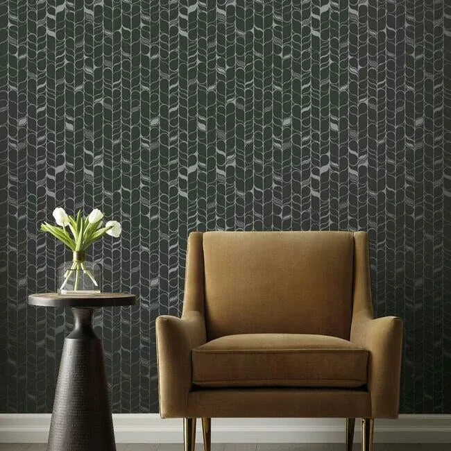 York Designer Series Perfect Petals Black & Silver Wallpaper - SKU OS4205