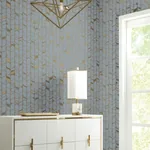 York Designer Series Perfect Petals Blue & Gold Wallpaper | Wallpaper Twins York Designer Series Perfect Petals Blue & Gold Wallpaper - SKU OS4202