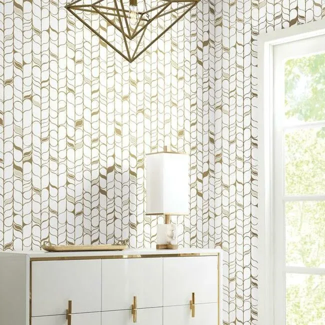 York Designer Series Perfect Petals White & Gold Wallpaper - SKU OS4201