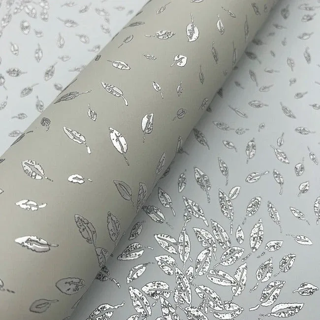 York Designer Series Petite Leaves Eucalyptus & Silver Wallpaper | Wallpaper Twins York Designer Series Petite Leaves Eucalyptus & Silver Wallpaper - SKU MD7104