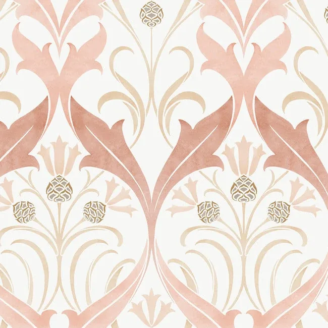 AC9175 | Pine Cone Ribbon Blush Wallpaper