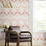 York Designer Series Pine Cone Ribbon Blush Wallpaper - SKU AC9175