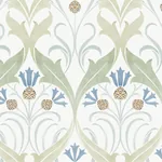 York Designer Series Pine Cone Ribbon Green & Blue Metallic Wallpaper - SKU AC9173