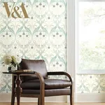 York Designer Series Pine Cone Ribbon Teal Wallpaper | Wallpaper Twins York Designer Series Pine Cone Ribbon Teal Wallpaper - SKU AC9171