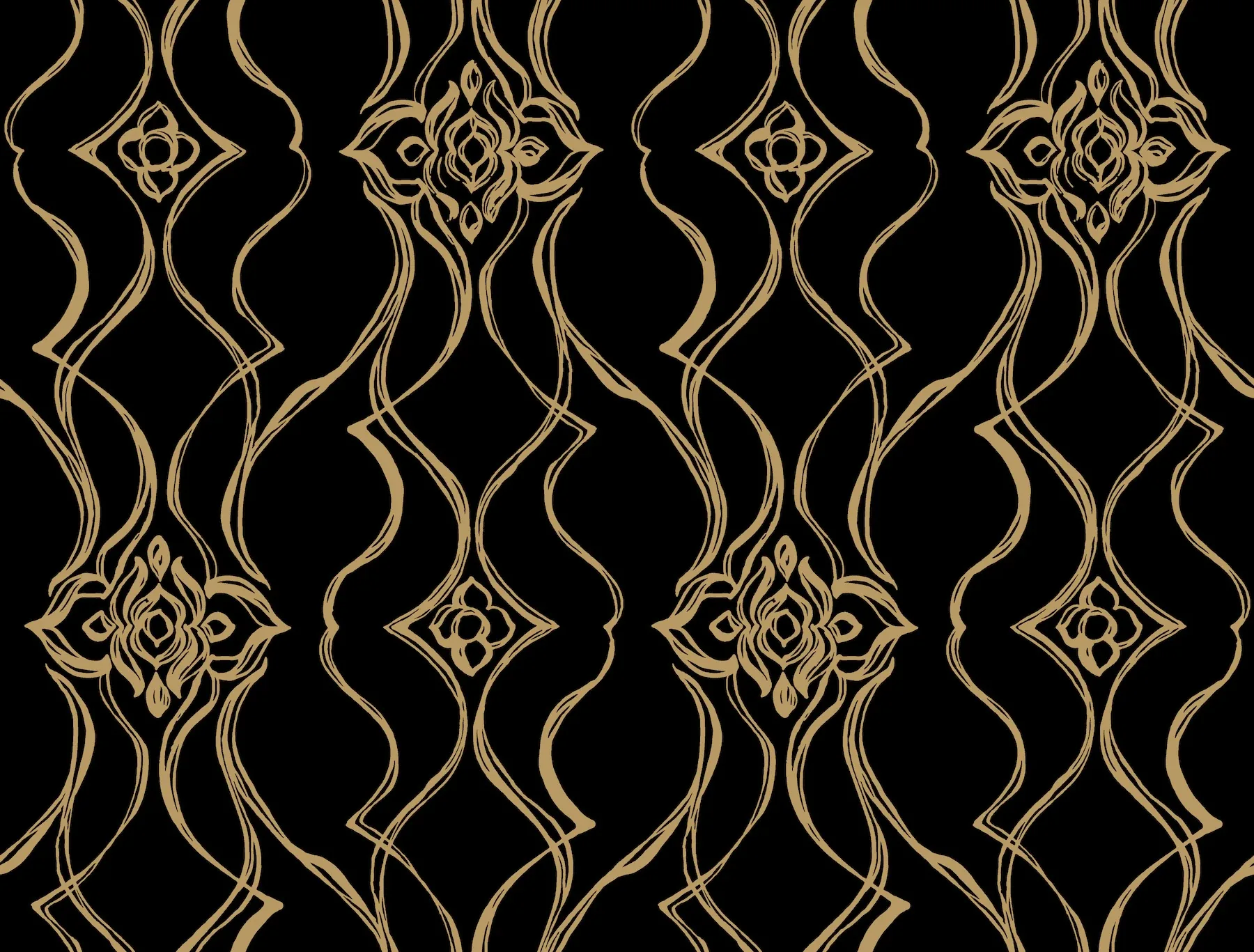 DF3371 | Pirouette Black & Gold Wallpaper