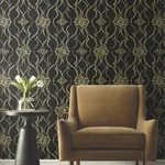 York Designer Series Pirouette Black & Gold Wallpaper | Wallpaper Twins York Designer Series Pirouette Black & Gold Wallpaper - SKU DF3371