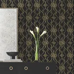 York Designer Series Pirouette Black & Gold Wallpaper | Wallpaper Twins York Designer Series Pirouette Black & Gold Wallpaper - SKU DF3371