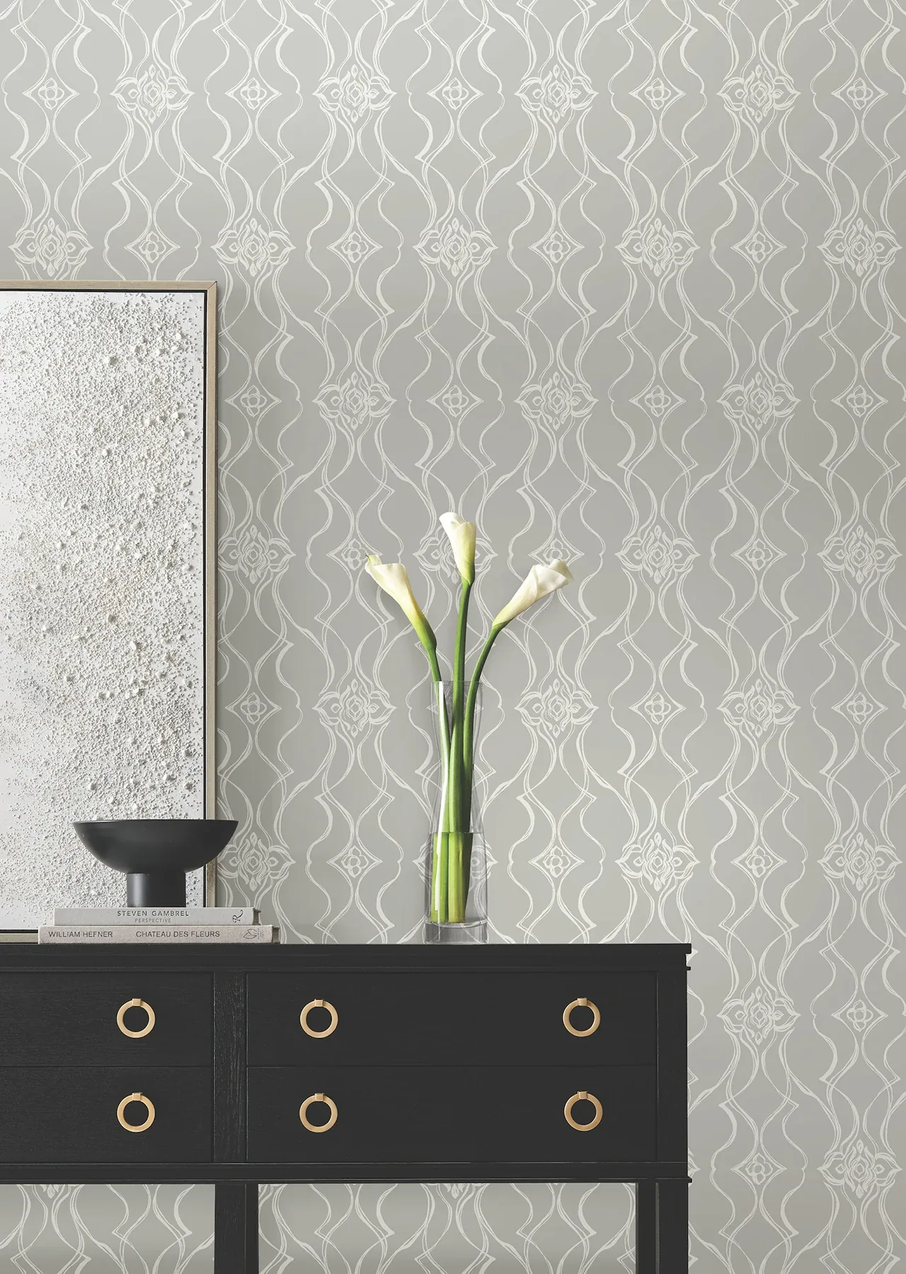 York Designer Series Pirouette Grey Wallpaper | Wallpaper Twins York Designer Series Pirouette Grey Wallpaper - SKU DF3374